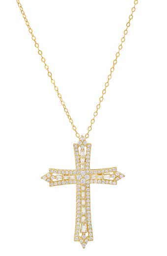 Queen Jewels Art Deco Cubic Zirconia Cross Pendant Necklace