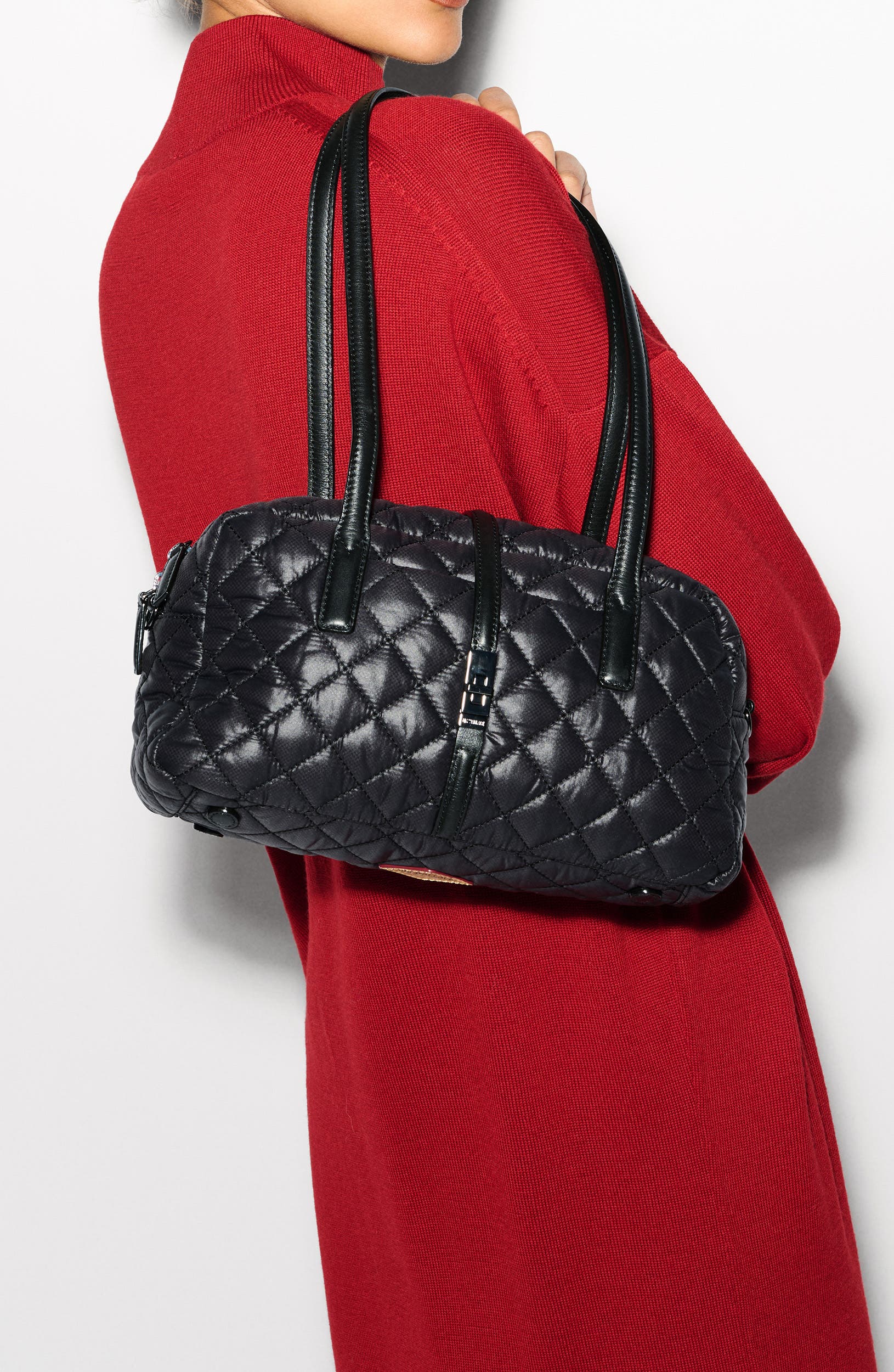 MZ Wallace Astor Quilted Nylon Satchel, Alternate, color, 