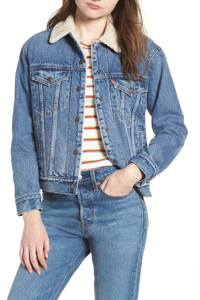 Levi's® Ex-Boyfriend Faux Fur Lined Denim Jacket, Main, color, ADDICTED TO LOVE