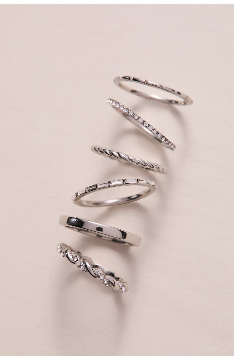 Alex and Ani Baguette Stacking Ring Set of 3, Alternate, color, Silver