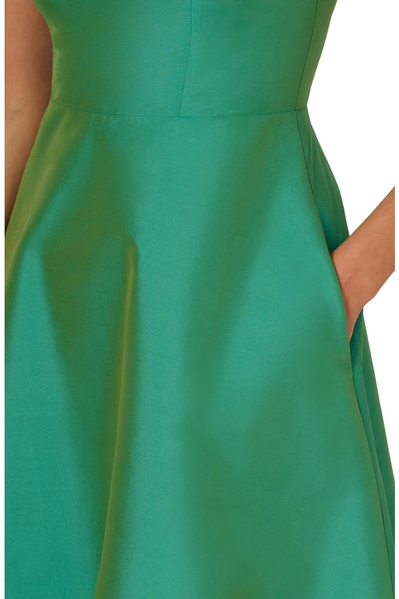 Cutwork Detail Taffeta Cocktail Dress, Alternate, color, PALM LEAF