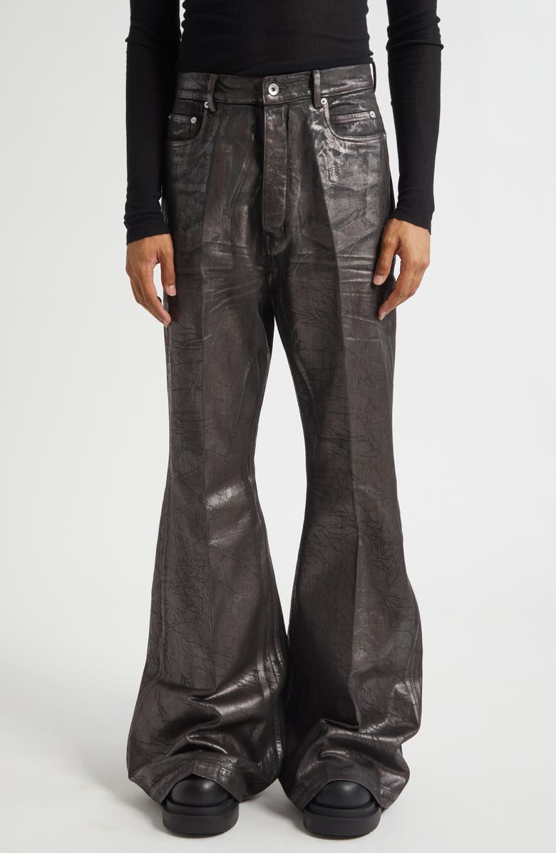 Rick Owens Bolans Coated Flare Leg Jeans, Main, color, Bronze