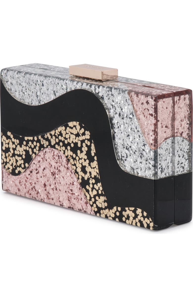 Olga Berg Paris Wavy Acrylic Frame Clutch, Alternate, color,