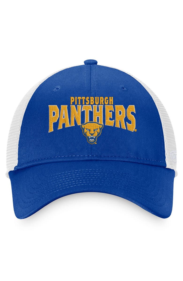 TOP OF THE WORLD Men's Top of the World Royal/White Pitt Panthers Breakout Trucker Snapback Hat, Alternate, color, 