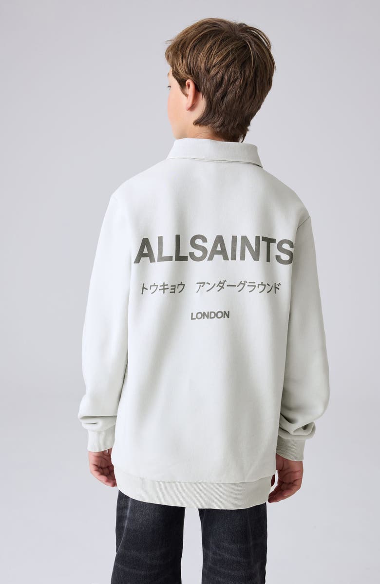 smALLSAINTS by ALLSAINTS Kids' Underground Logo Graphic Polo Sweatshirt, Alternate, color, Grey