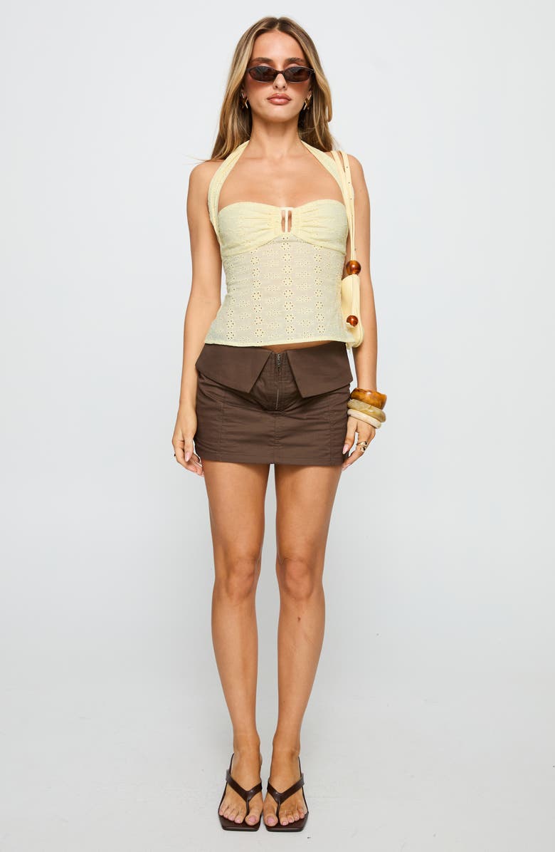 Princess Polly Isabetta Eyelet Halter Top, Alternate, color, Lemon