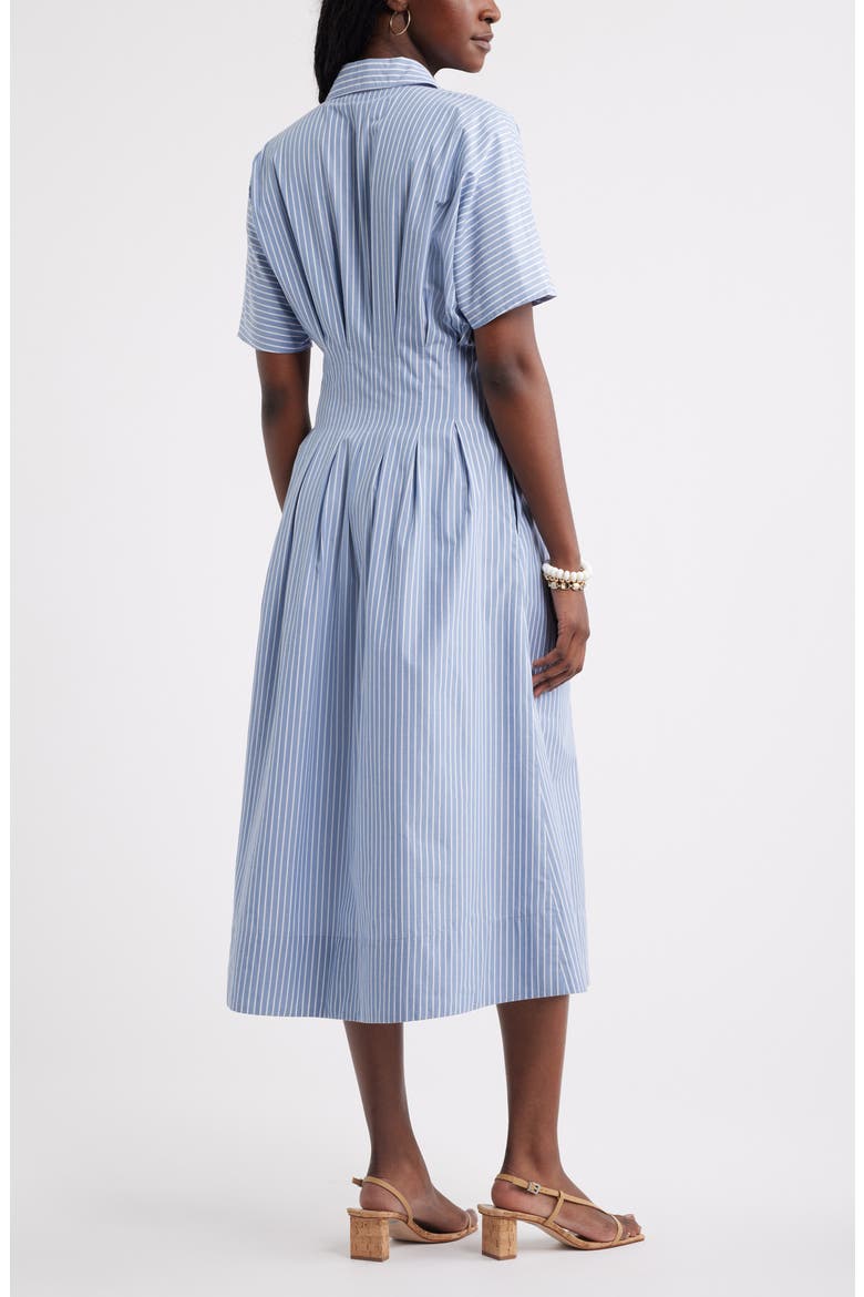 Stripe Pleated Dolman Sleeve Midi Shirtdress, Alternate, color, BLUE BEYOND CORA STRIPE
