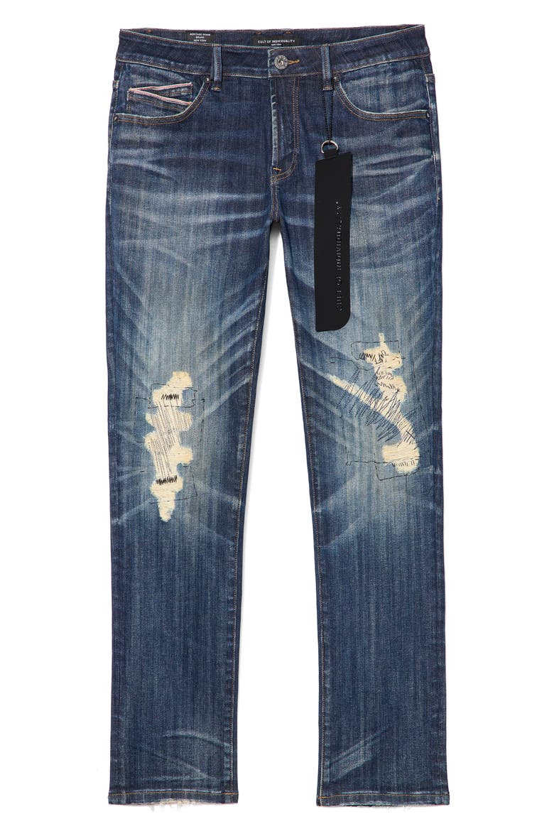 Rocker Slim Straight Fit Distressed Jeans, Main, color, SURF