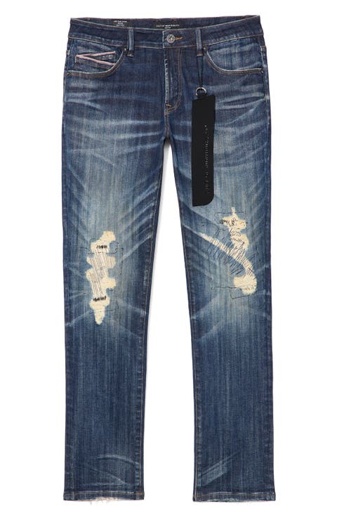 Rocker Slim Straight Fit Distressed Jeans