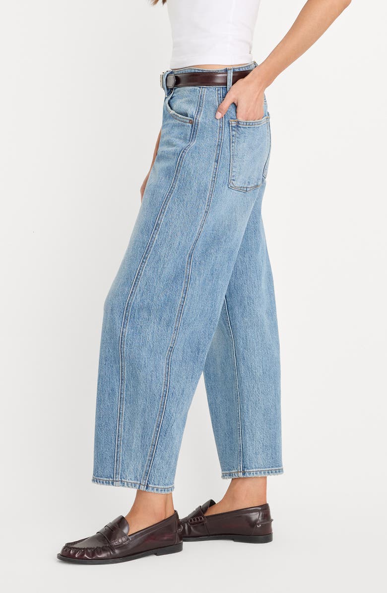 Good American High Waist Ankle Barrel Jeans, Alternate, color, Indigo1350