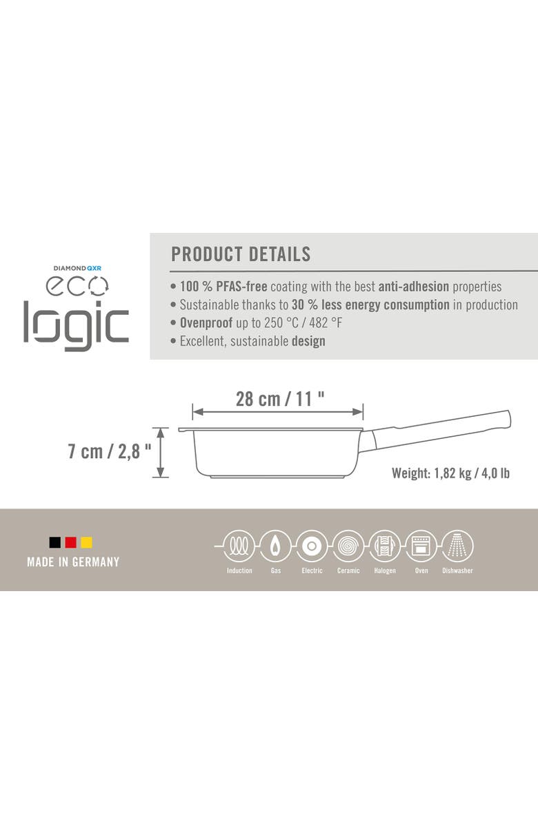 WOLL Ecologic Nonstick Saute Pan 11-Inch, 3.7 Quart, Alternate, color, Black