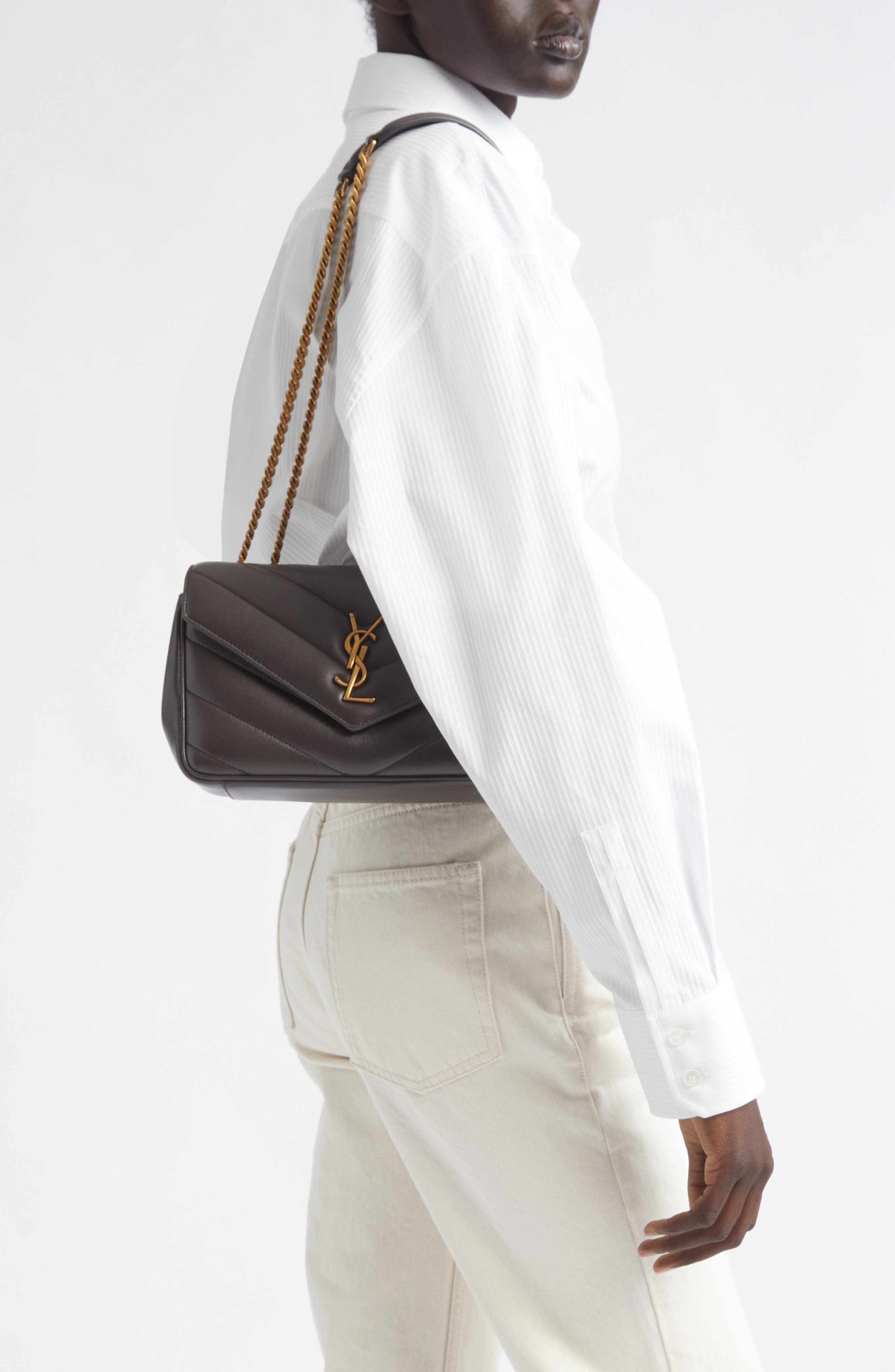 Small Loulou Quilted Shoulder Bag, Alternate, color, URBAN GREY