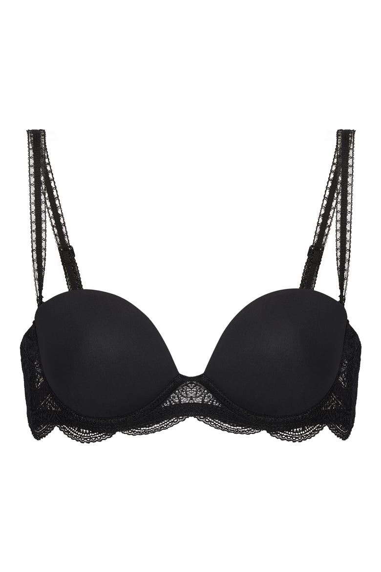 Karma Underwire Strapless Plunge Bra, Main, color, BLACK