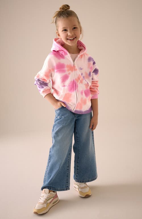 Next Kids' Tie Dye Zip-up Hoodie In Pink Multi Tiedye