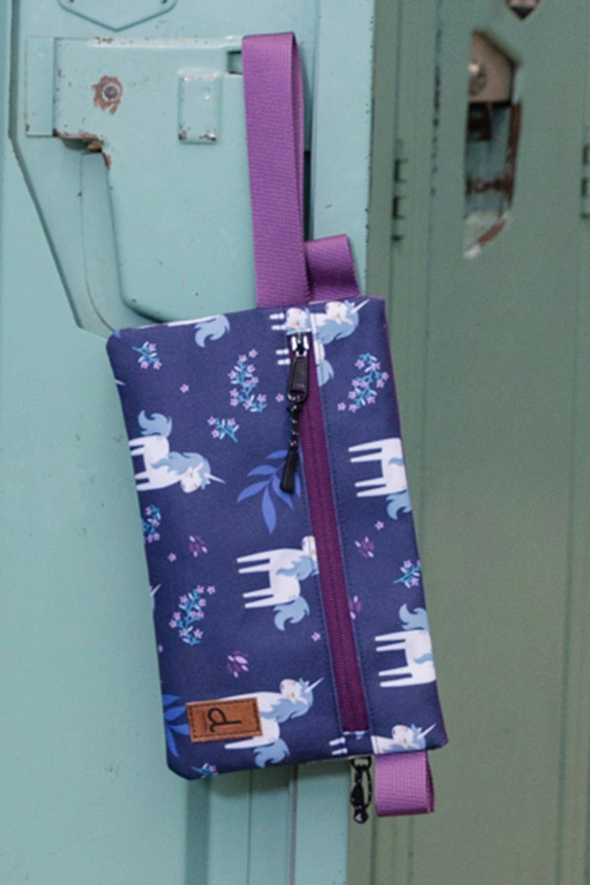 Deux par Deux Unicorn Compact Functional Charming Pencil Case, Alternate, color, Navy Unicorn Print