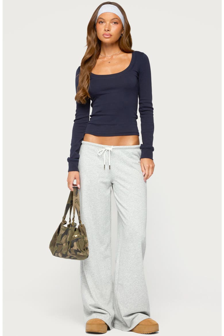 Oloya Long Sleeve Scoop Neck Top, Alternate, color, NAVY