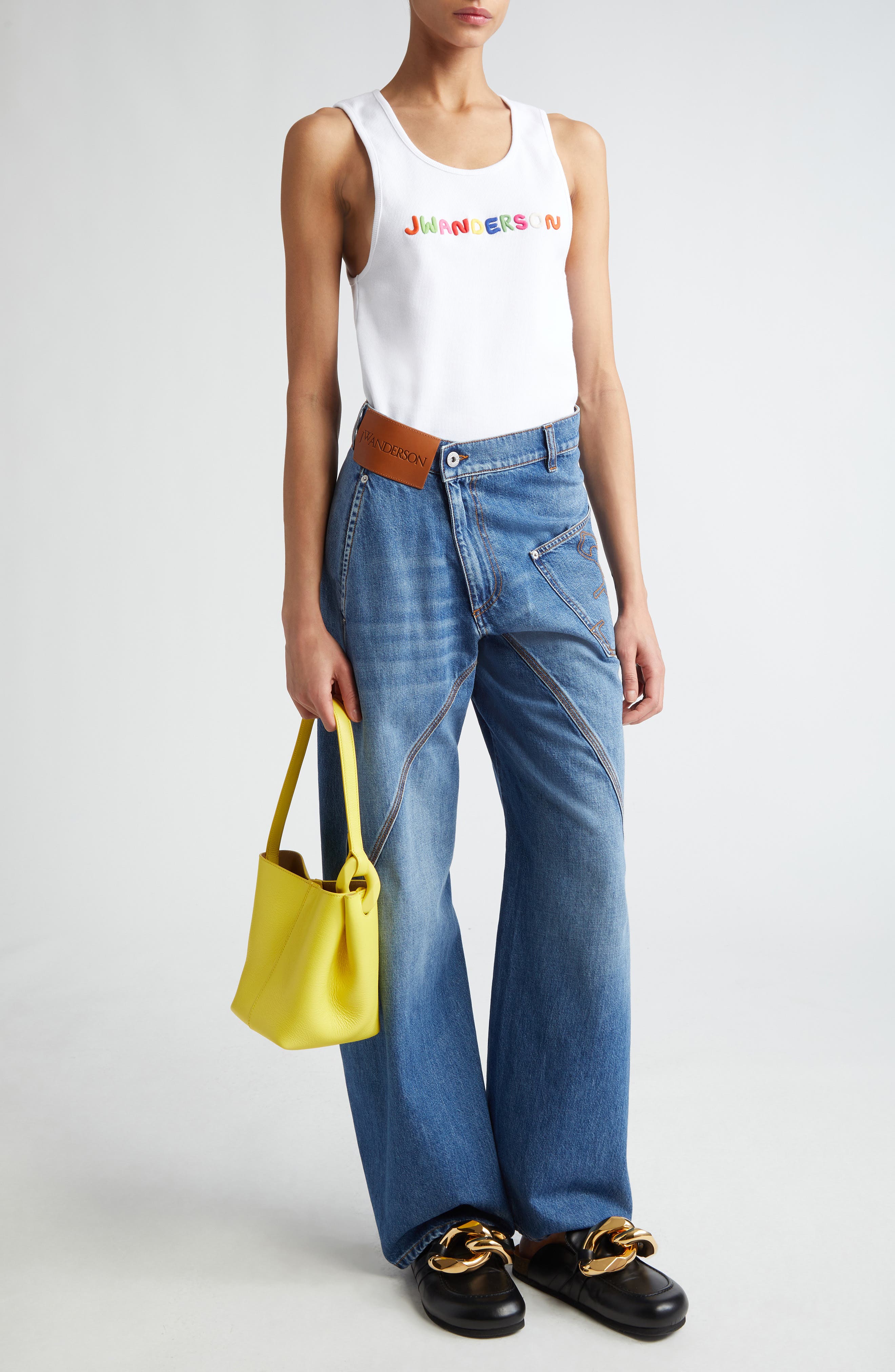 JW Anderson The JWA Corner Leather Bucket Bag, Alternate, color, 