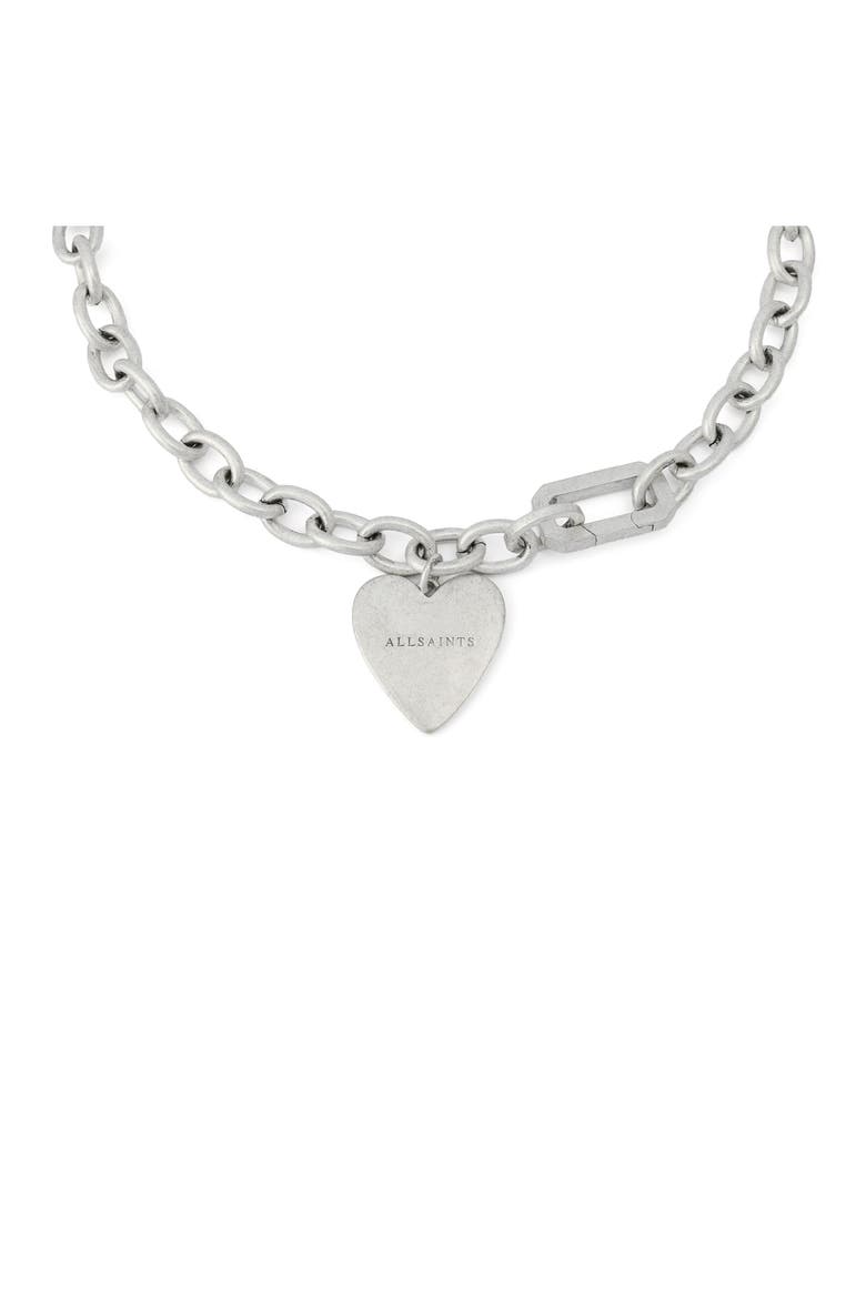 Heart Charm Chain Link Necklace, Alternate, color, WARM SILVER