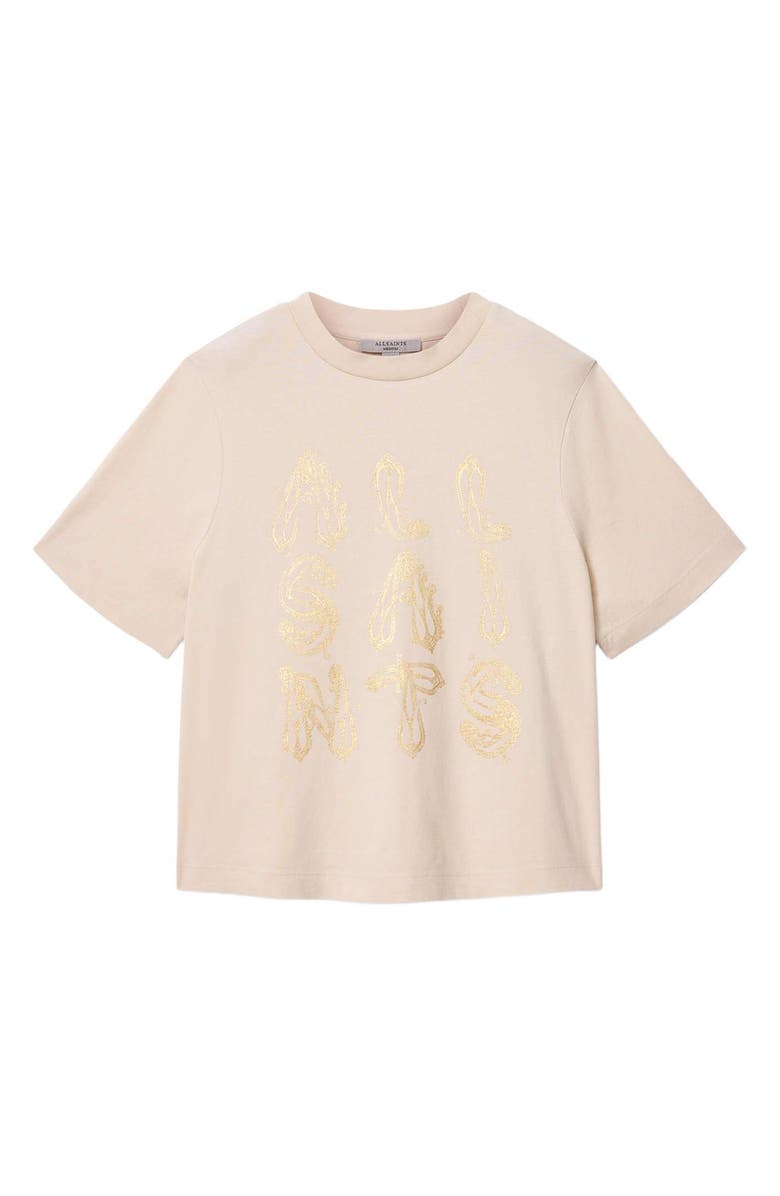 AllSaints Ella Lisa Metallic Graphic T-Shirt, Alternate, color, Dove White