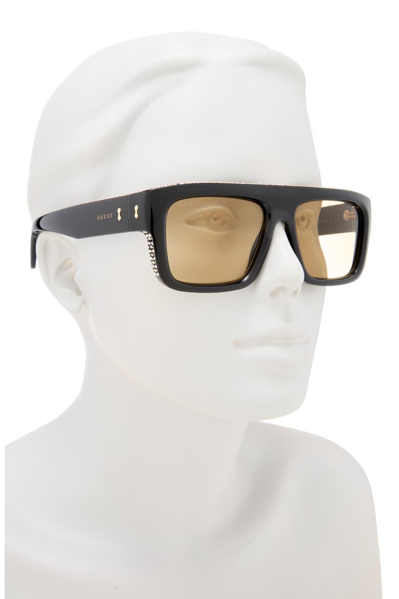 55mm Special Edition Square Sunglasses, Alternate, color, BLACK BLACK BROWN