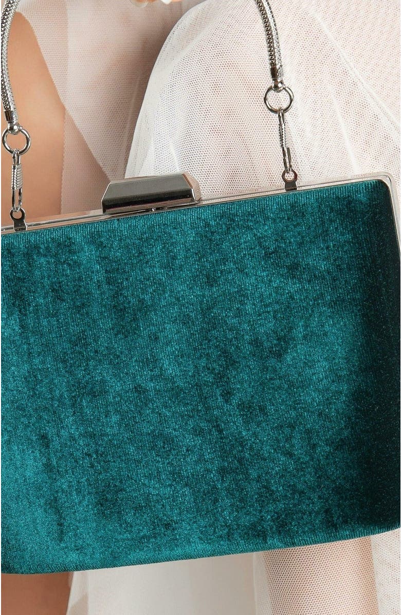 Forever & Always Shoes Alba Clutch Evening Purse, Alternate, color, Emerald Green Velvet