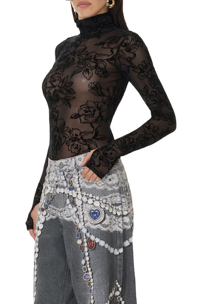 Zadie Mock Neck Top, Alternate, color, LINEWORK ROSE