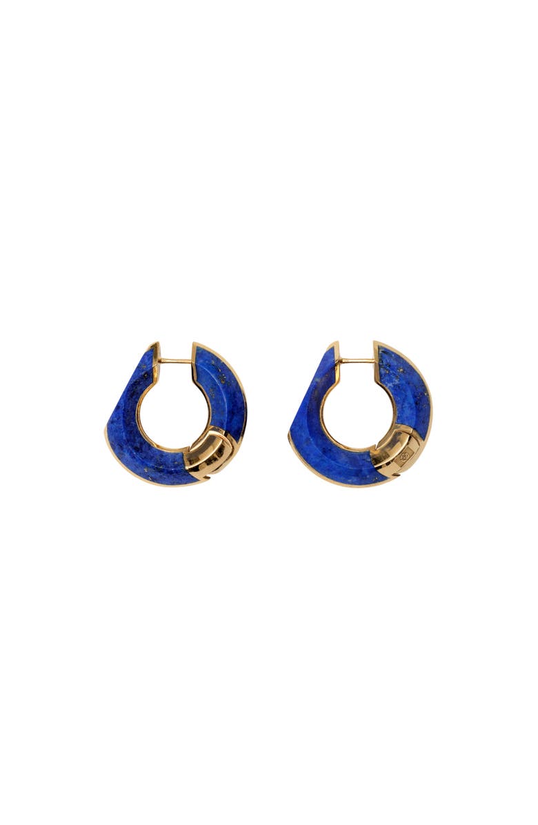 Burberry Lapis Large Hollow Hoop Earrings, Main, color, Gold/Blue
