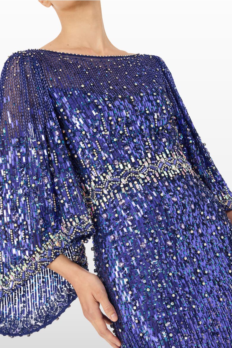 Ines Sequin-Embellished Dress, Alternate, color, Delphinium