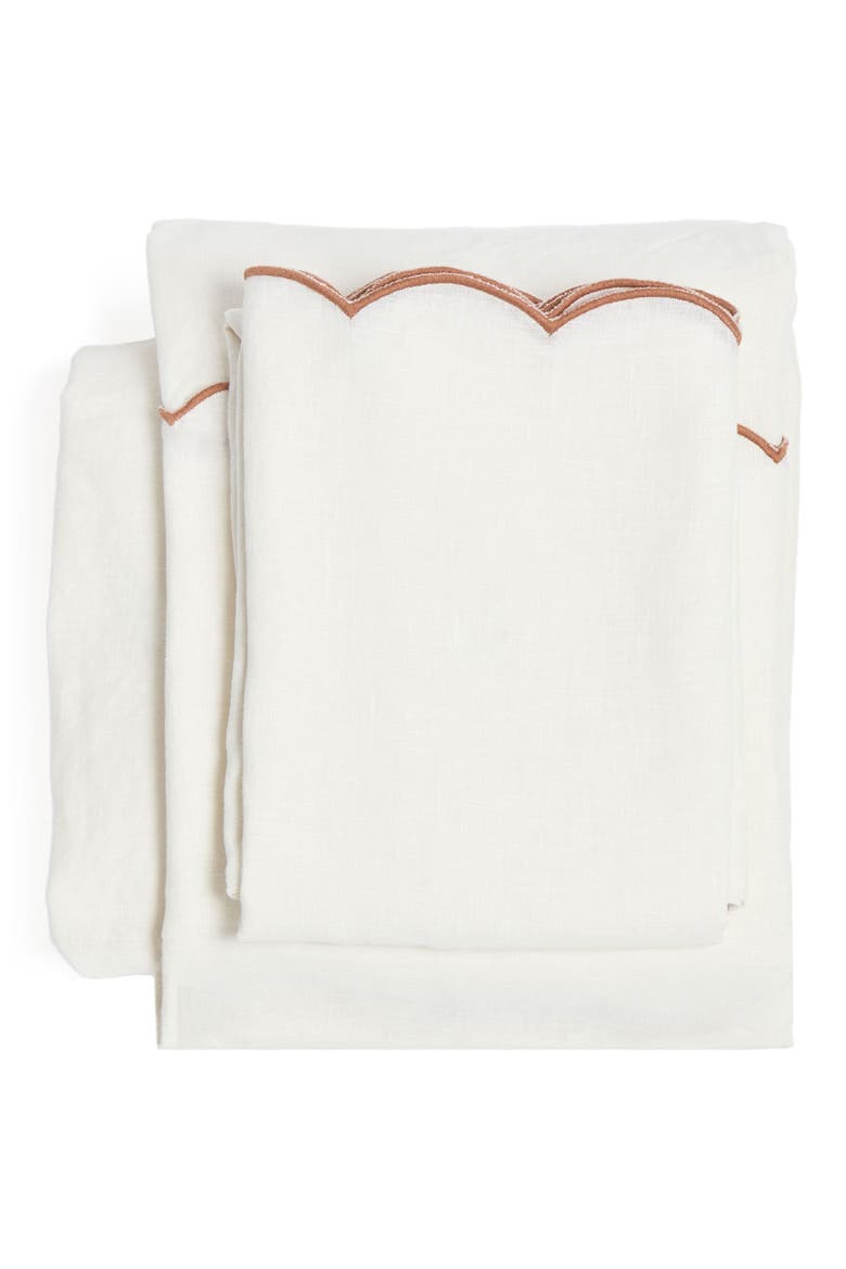 Kelly Linen Sheet Set, Main, color, CREAM/ TERRA COTTA