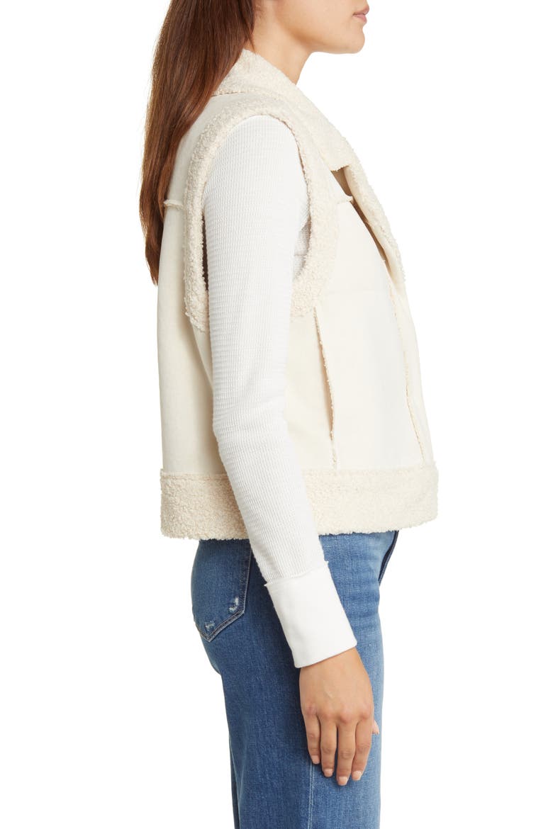 Faux Shearling & Faux Suede Vest, Alternate, color, NATURAL