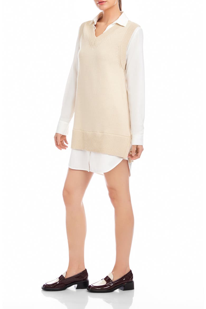 Elora Long Sleeve Mixed Media Dress, Alternate, color, OATMEAL