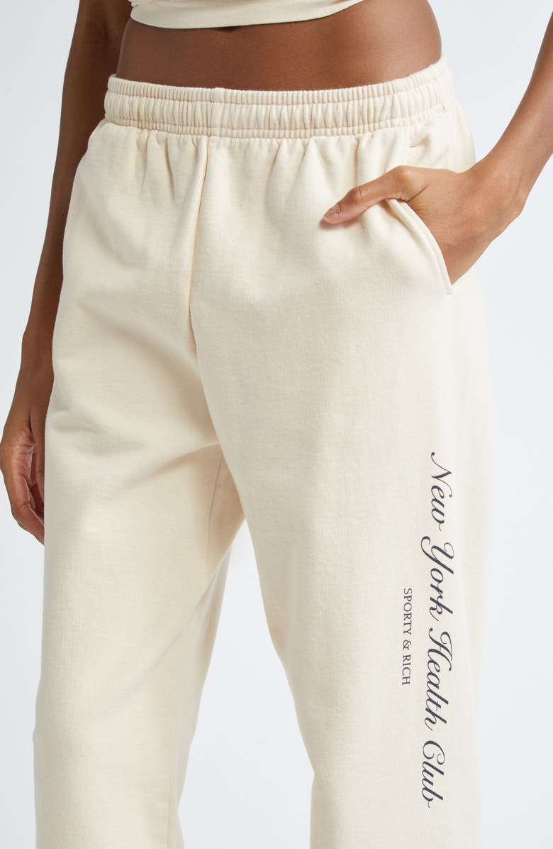 Sporty & Rich NY Health Club Joggers, Alternate, color, Cream