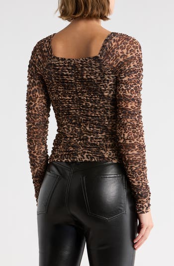 Ruched Mesh Top