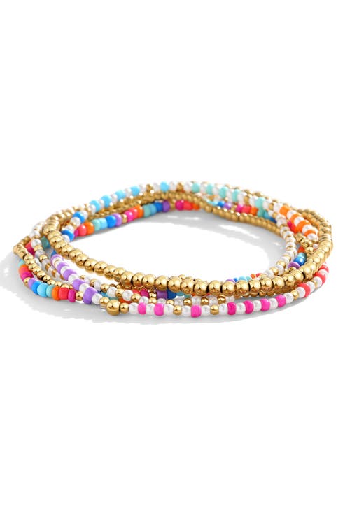 Mint & Lily Summer Beaded Stacking Set Bracelet In Gold