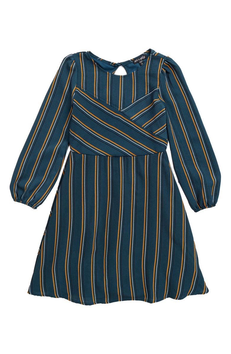 Ava & Yelly AVA AND YELLY Long Sleeve Striped Skater Dress, Main, color,