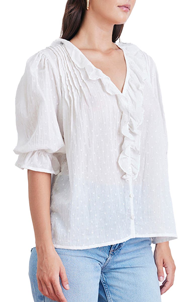 Paneros Clothing Chloe Cotton Ruffle Shirt, Alternate, color, Gold Dust