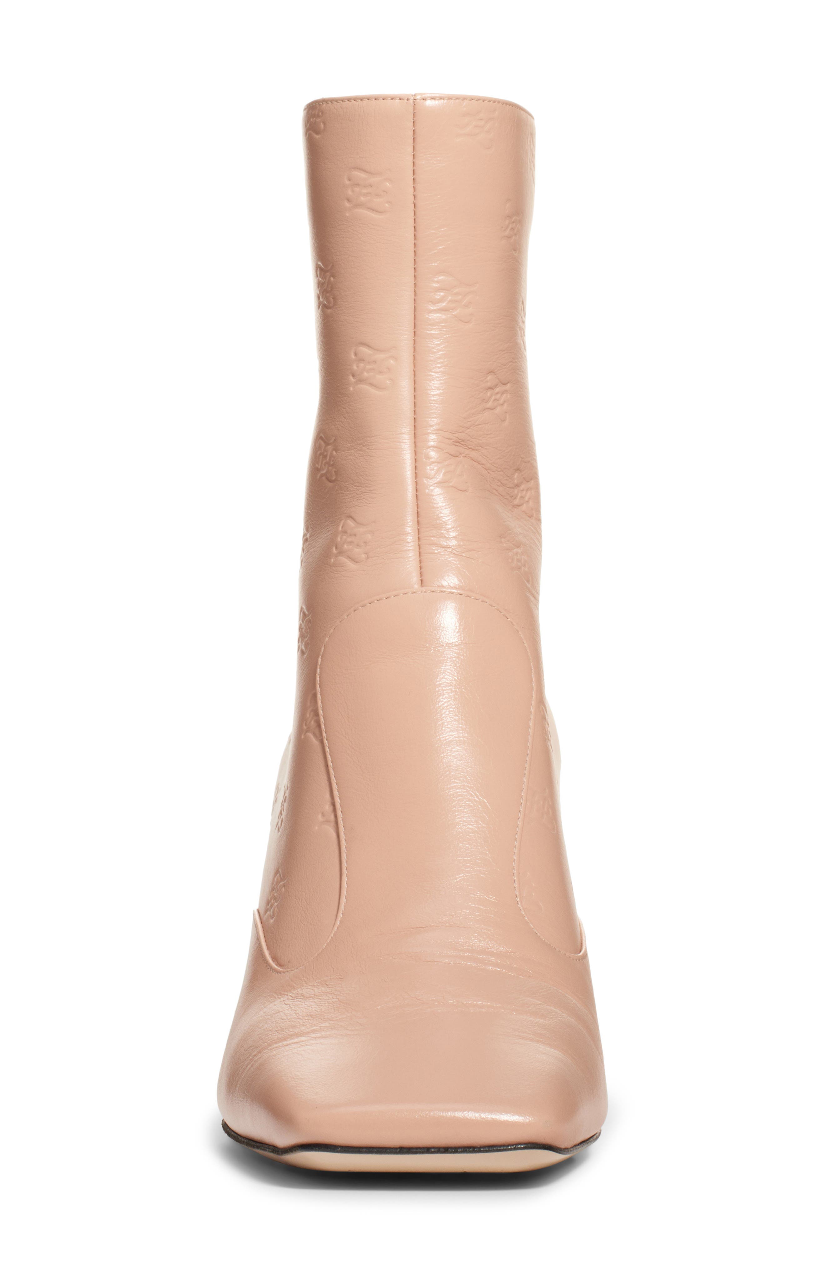 Fendi Karligraphy Embossed Logo Square Toe Bootie, Alternate, color, 