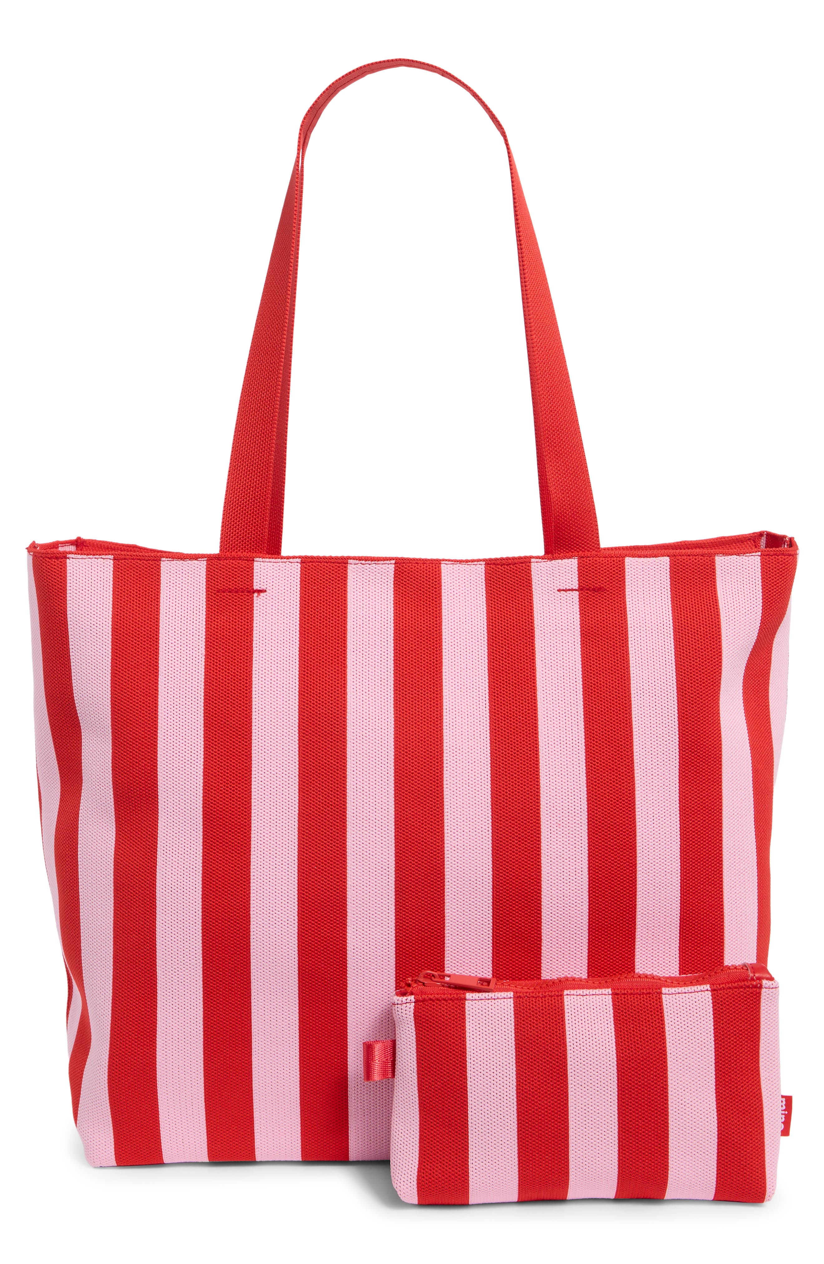 Large Striped Tote with Removable Pouch, Alternate, color, RED PINK