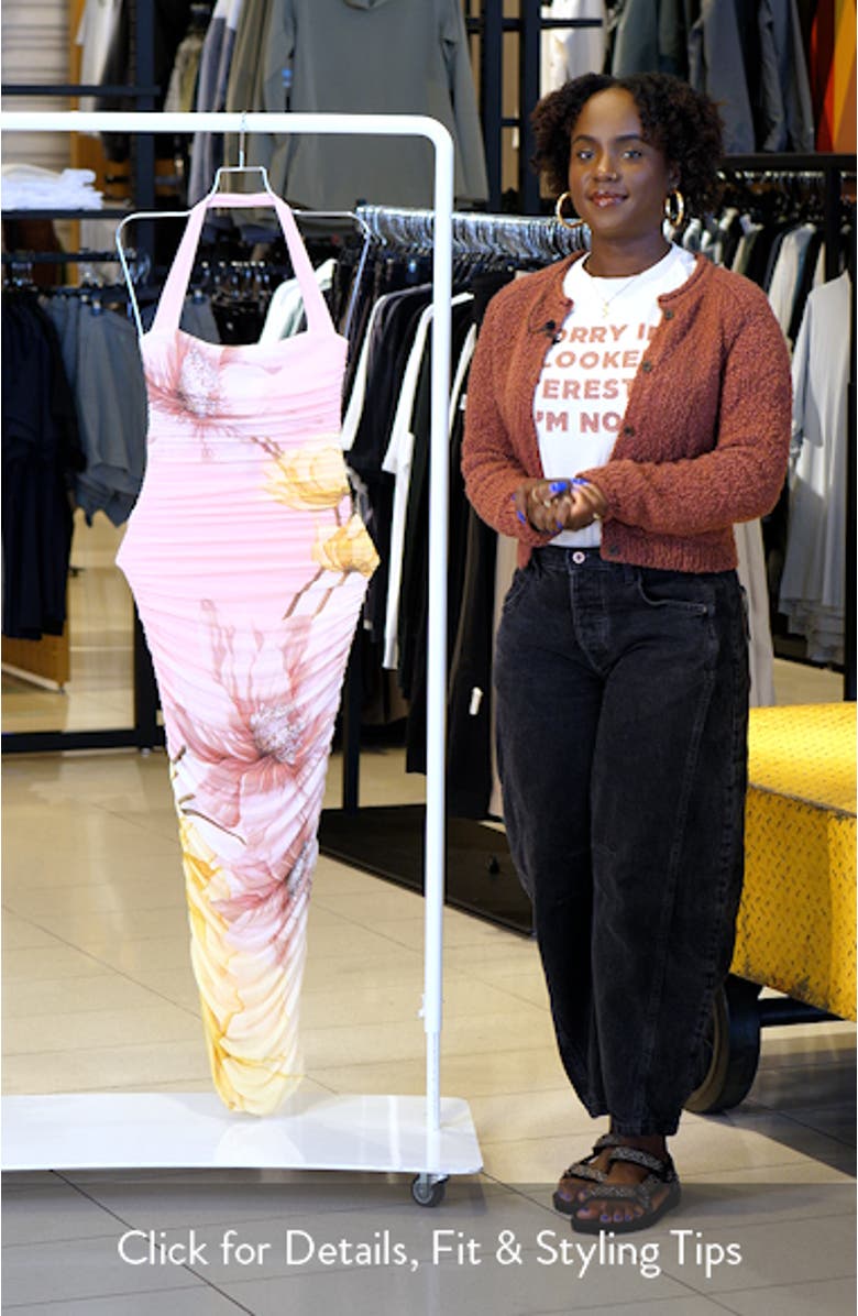 Indina Floral Mesh Body-Con Maxi Dress, sales video thumbnail