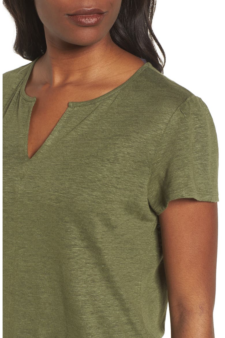 Uptown Tiered Hem Linen Tee, Alternate, color, CADET