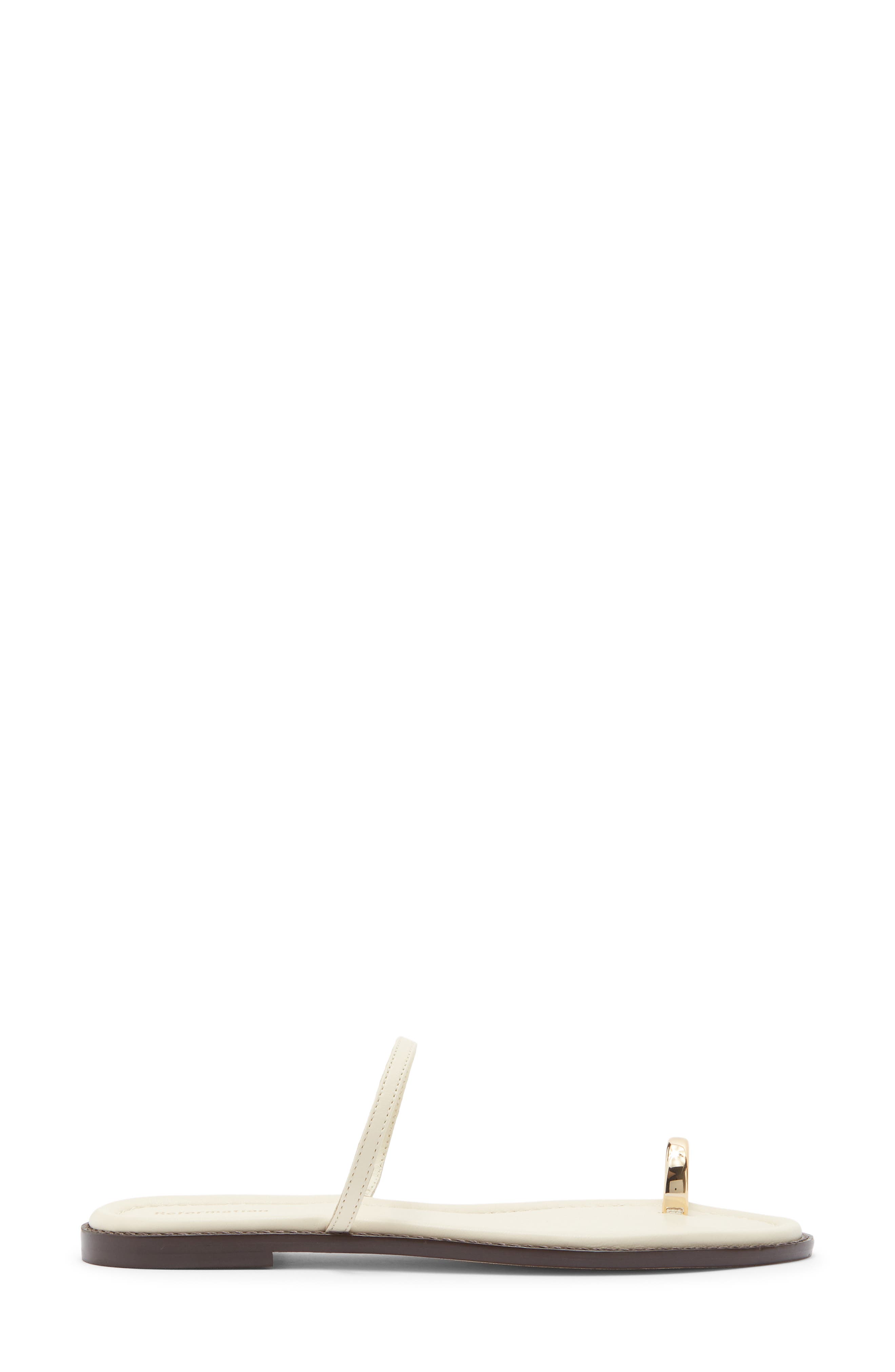 Reformation Cassandra Flat Slide Sandal, Alternate, color, Almond Leather