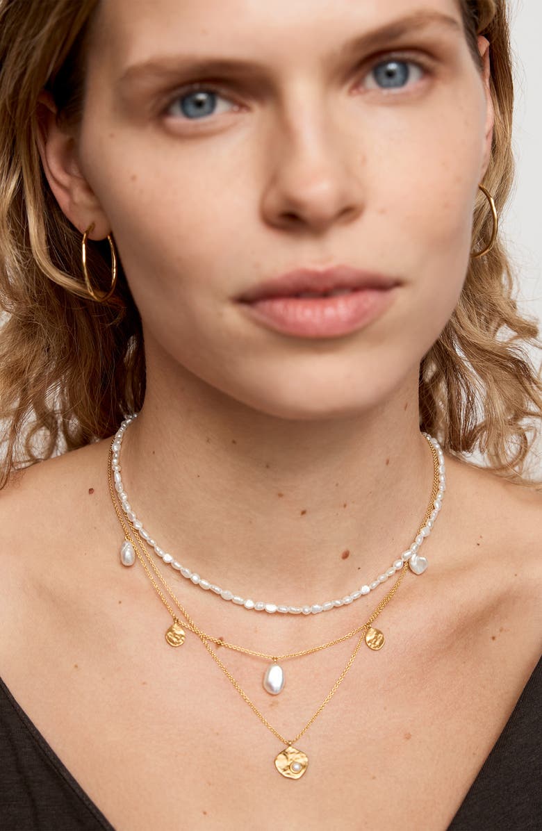 Monica Vinader Capri Keshi Pearl Necklace, Alternate, color, 18K Gold Vermeil / Pearl