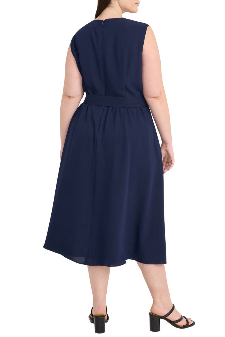 Sleeveless Belted Midi Dress, Alternate, color, NAVY BLAZER