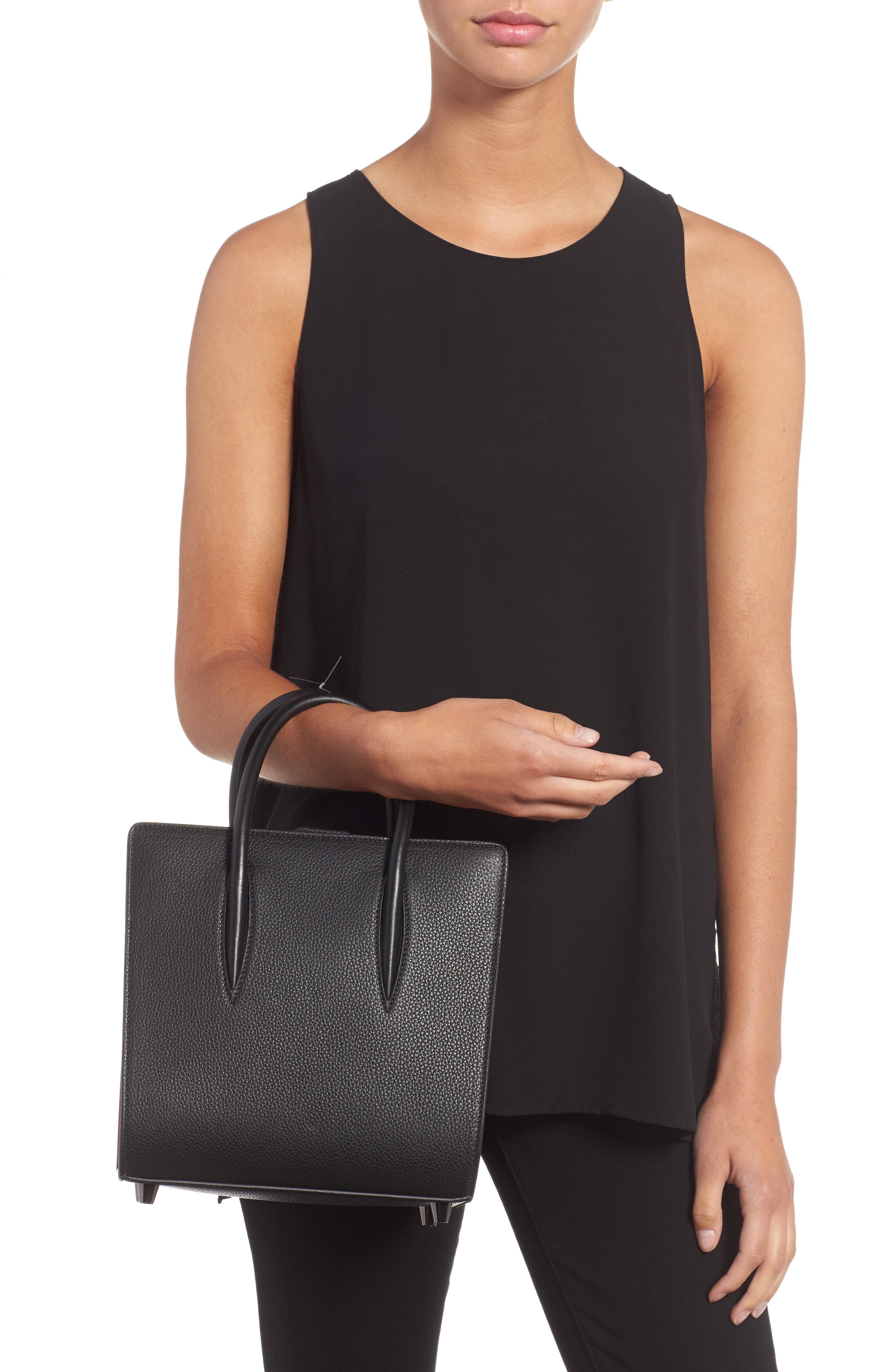 Small Paloma Empire Leather Tote, Alternate, color, BLACK/ BLACK