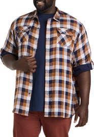 True Nation by DXL Plaid Rolled-Sleeve Sport Shirt