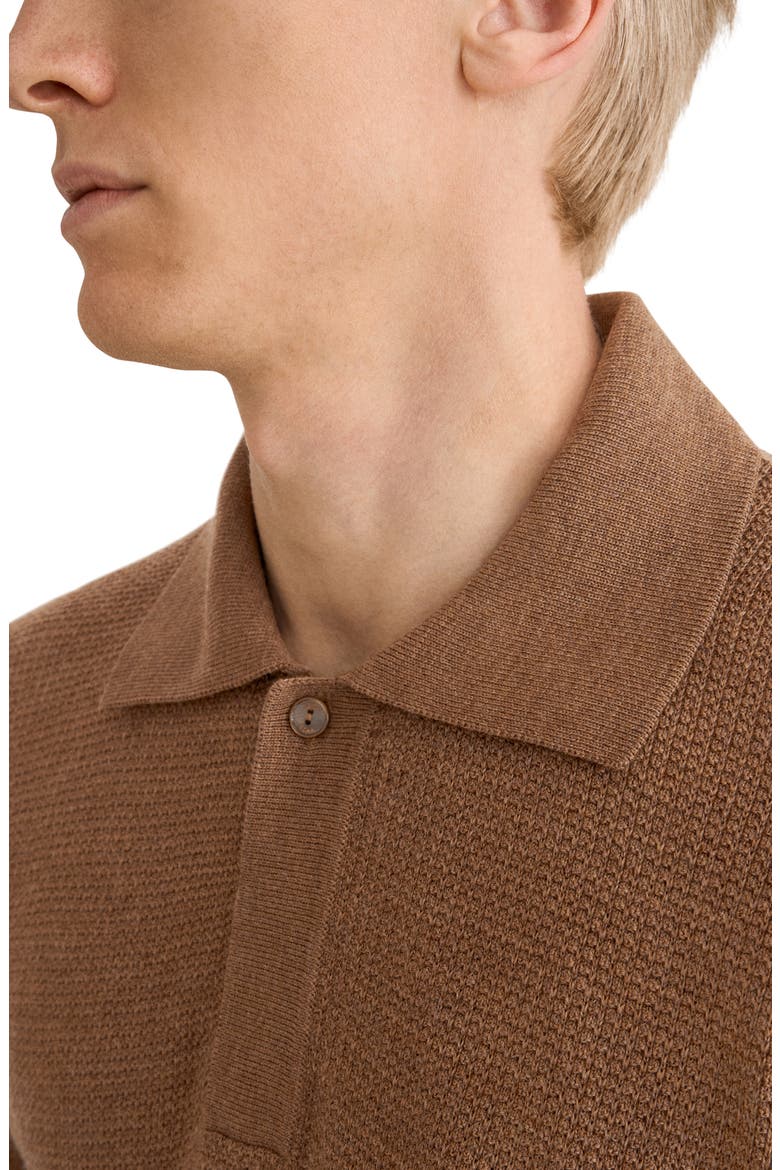 Merino Wool Long Sleeve Polo Shirt, Alternate, color, MEDIUM BROWN
