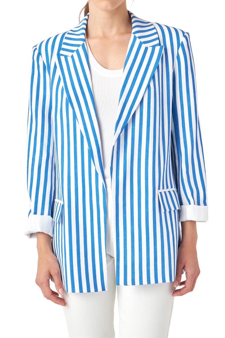 Stripe Blazer, Main, color, BLUE STRIPE