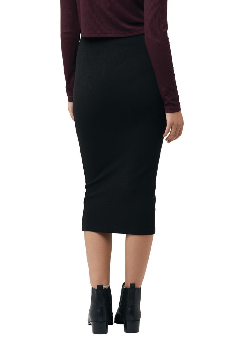 Ribbed Knit Black Maternity Pencil Skirt, Alternate, color, Black
