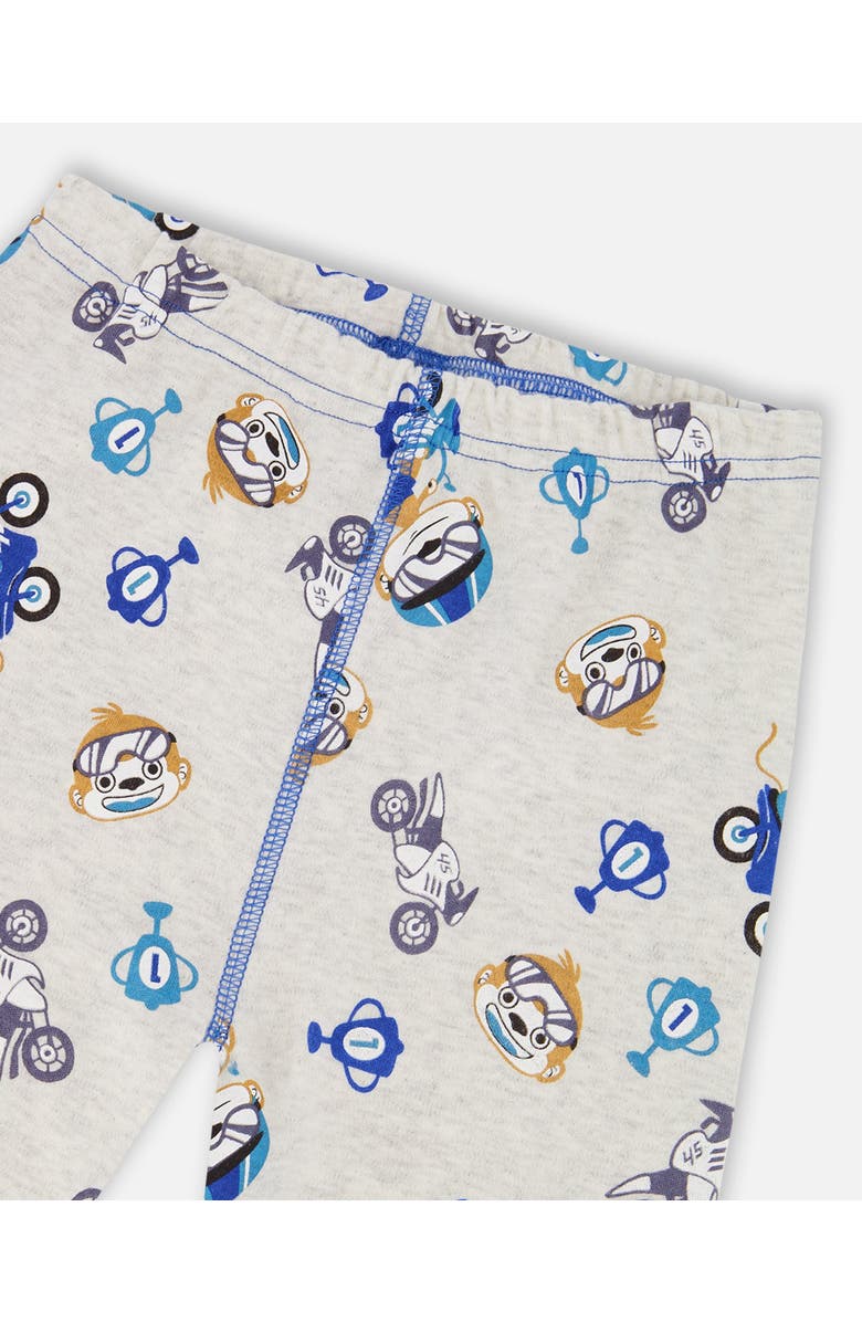 Deux par Deux Two-Piece Organic Cotton Pajama Set Monkey, Alternate, color, Blue