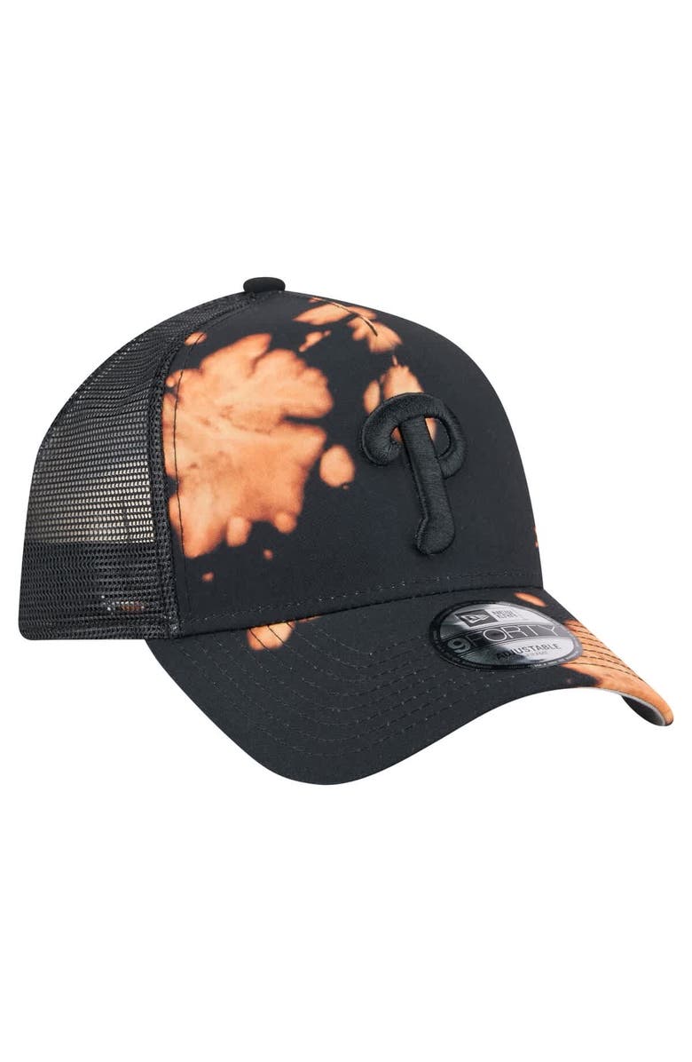 New Era Men's New Era Black Philadelphia Phillies Bleached A-Frame 9FORTY Adjustable Hat, Alternate, color, Black